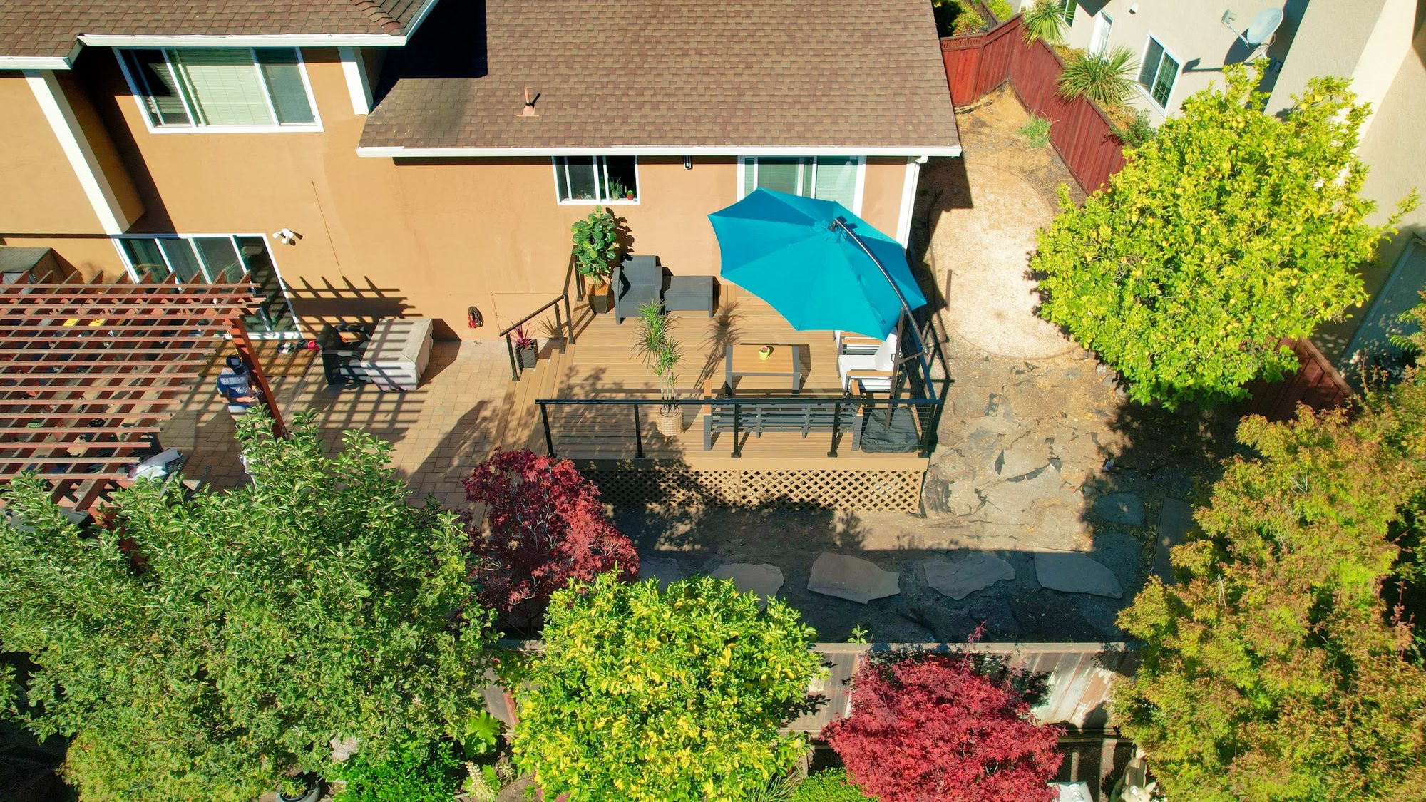 Completed raised timber deck by MAV Design and Build, view 1