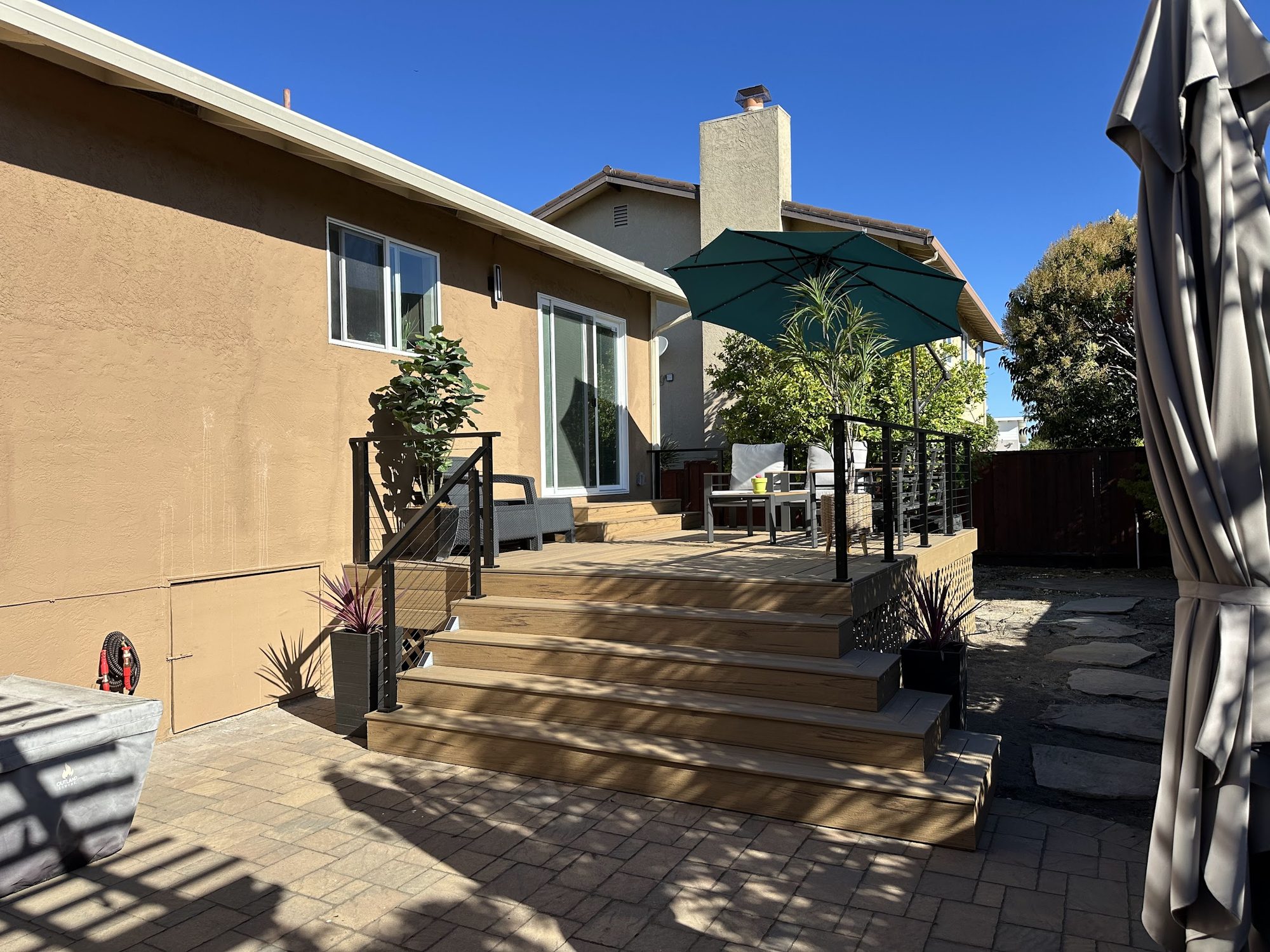 Completed raised timber deck by MAV Design and Build, view 2