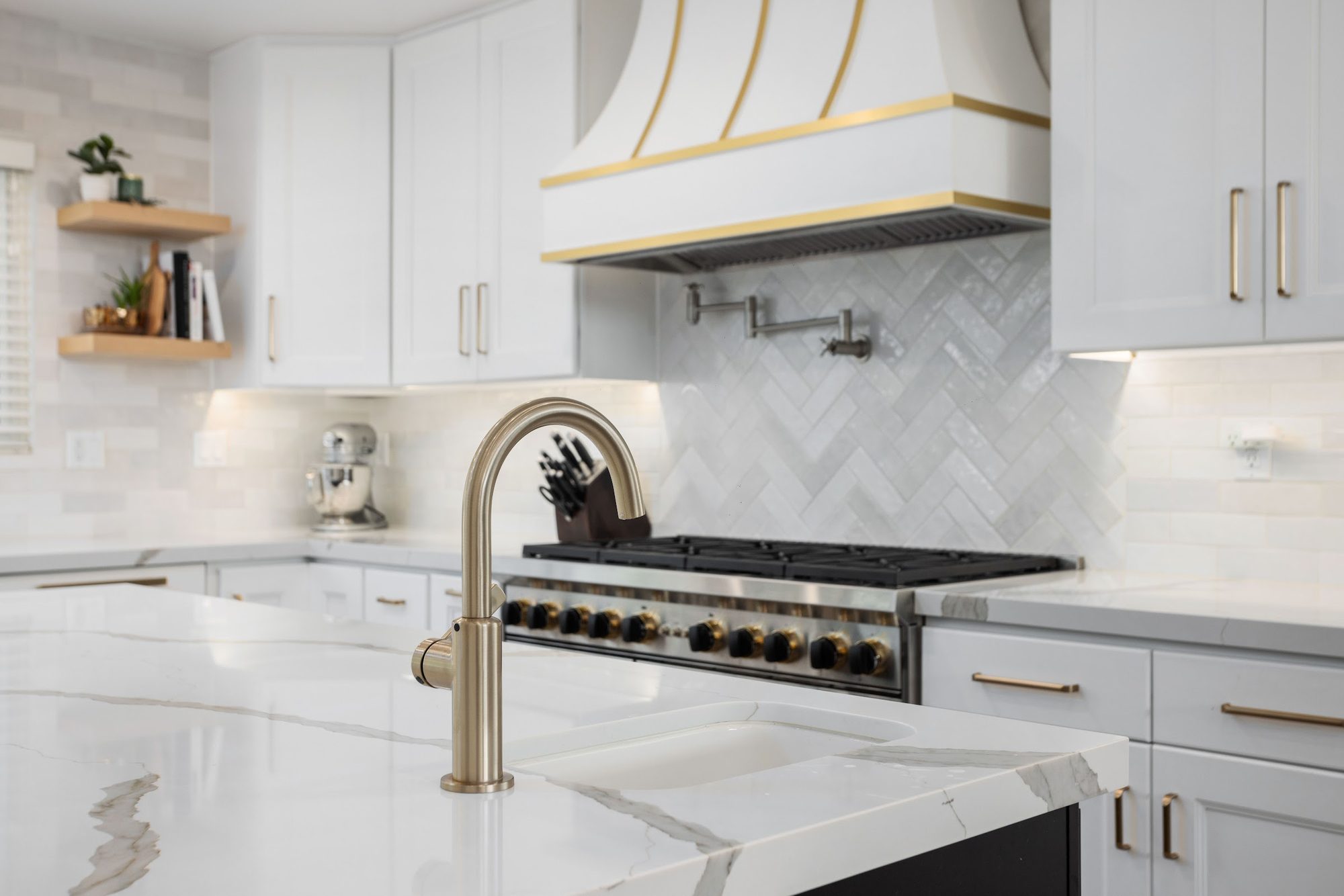 Brass-Accented White Kitchen Remodel — Houston, TX photo 11